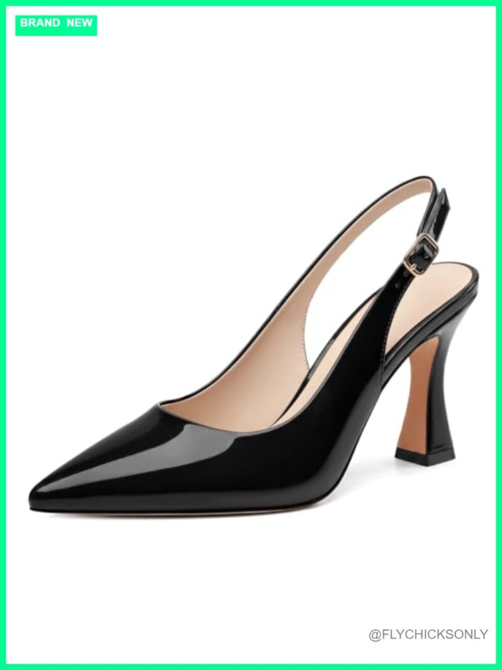 Pointy Toe Slingback Stiletto Heels Patent 3.5 Inch Dress Pumps